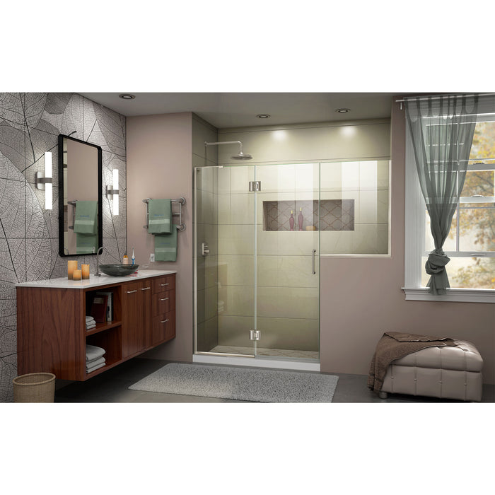 DreamLine D3232434L-04 Unidoor-X 71-71 1/2"W x 72"H Frameless Hinged Shower Door in Brushed Nickel