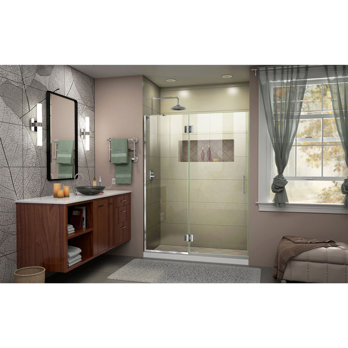 DreamLine D32872L-01 Unidoor-X 52"W x 72"H Frameless Hinged Shower Door in Chrome