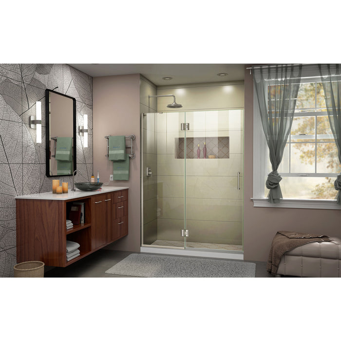 DreamLine D32372L-04 Unidoor-X 47"W x 72"H Frameless Hinged Shower Door in Brushed Nickel