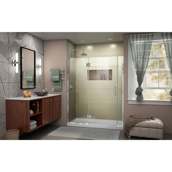 DreamLine D32706572L-01 Unidoor-X 57 1/2-58"W x 72"H Frameless Hinged Shower Door in Chrome