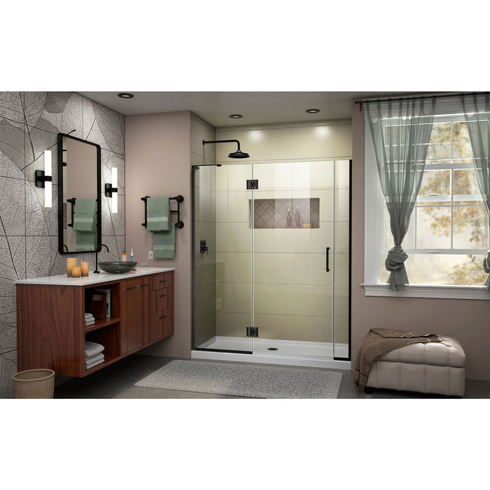 DreamLine D3250672L-09 Unidoor-X 55-55 1/2"W x 72"H Frameless Hinged Shower Door in Satin Black