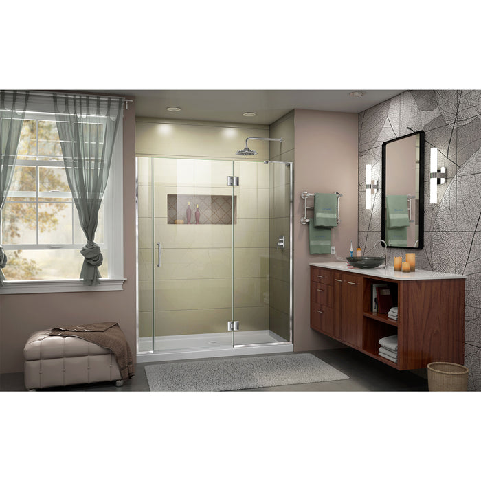 DreamLine D3290672R-01 Unidoor-X 59-59 1/2"W x 72"H Frameless Hinged Shower Door in Chrome