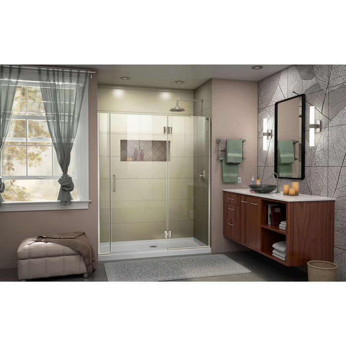 DreamLine D3290672R-04 Unidoor-X 59-59 1/2"W x 72"H Frameless Hinged Shower Door in Brushed Nickel