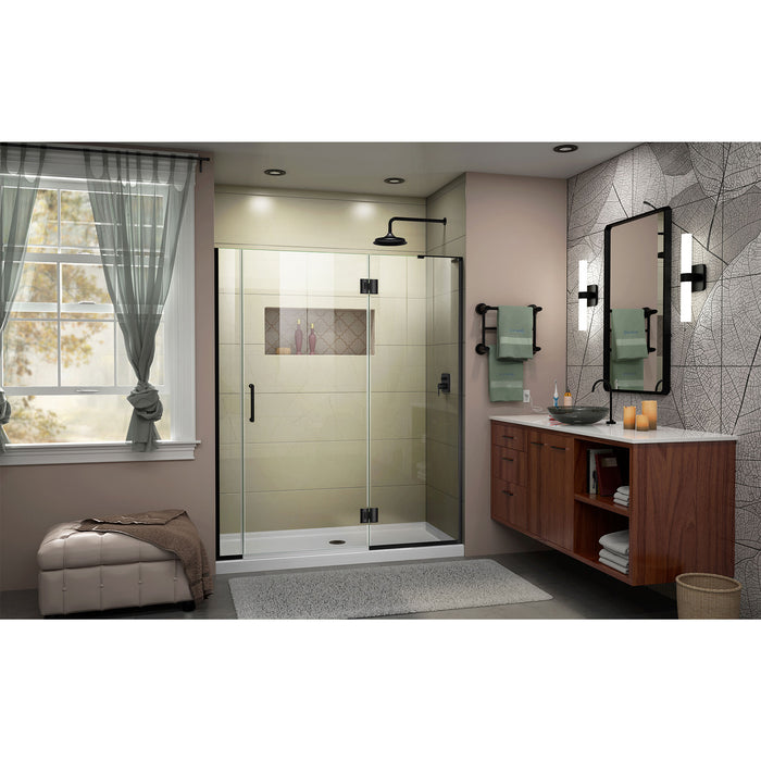 DreamLine D33006572R-09 Unidoor-X 60 1/2-61"W x 72"H Frameless Hinged Shower Door in Satin Black
