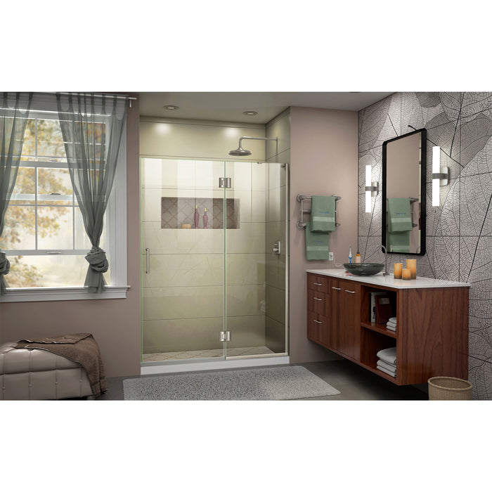 DreamLine D32372R-04 Unidoor-X 47"W x 72"H Frameless Hinged Shower Door in Brushed Nickel