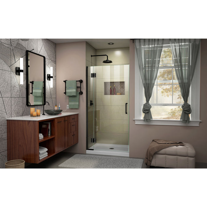 DreamLine D12372-09 Unidoor-X 29"W x 72"H Frameless Hinged Shower Door in Satin Black