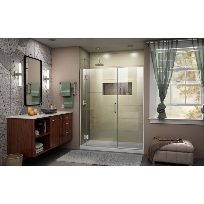 DreamLine D12814572-04 Unidoor-X 48 1/2-49"W x 72"H Frameless Hinged Shower Door in Brushed Nickel
