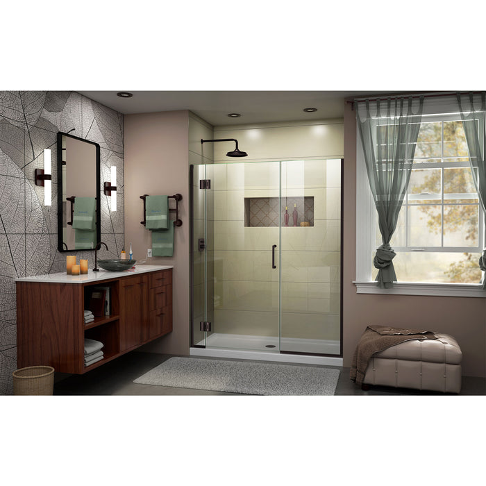 DreamLine D1272272-06 Unidoor-X 55-55 1/2"W x 72"H Frameless Hinged Shower Door in Oil Rubbed Bronze