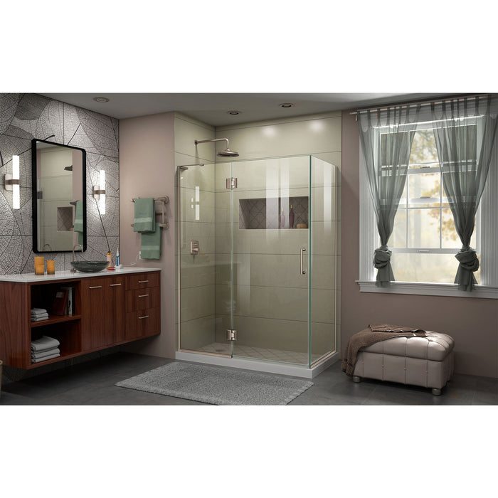 DreamLine E32334L-04 Unidoor-X 47 3/8"W x 34"D x 72"H Frameless Hinged Shower Enclosure in Brushed Nickel