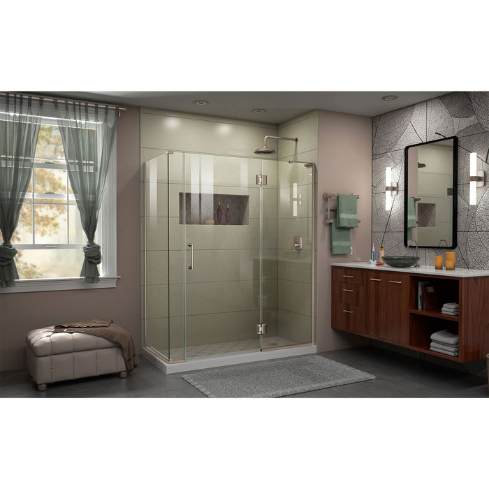 DreamLine E32706530R-04 Unidoor-X 57 1/2"W x 30 3/8"D x 72"H Frameless Hinged Shower Enclosure in Brushed Nickel