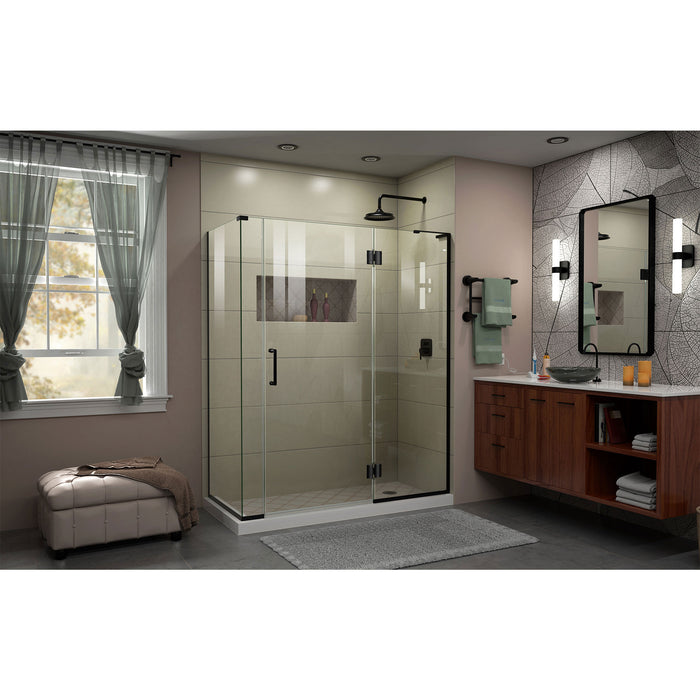 DreamLine E3270630R-09 Unidoor-X 57"W x 30 3/8"D x 72"H Frameless Hinged Shower Enclosure in Satin Black