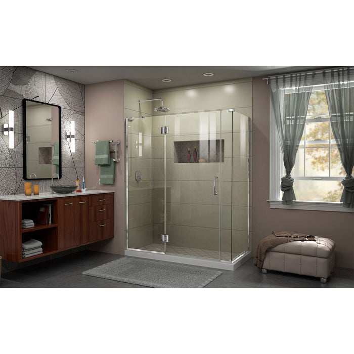 DreamLine E3270634L-01 Unidoor-X 57"W x 34 3/8"D x 72"H Frameless Hinged Shower Enclosure in Chrome