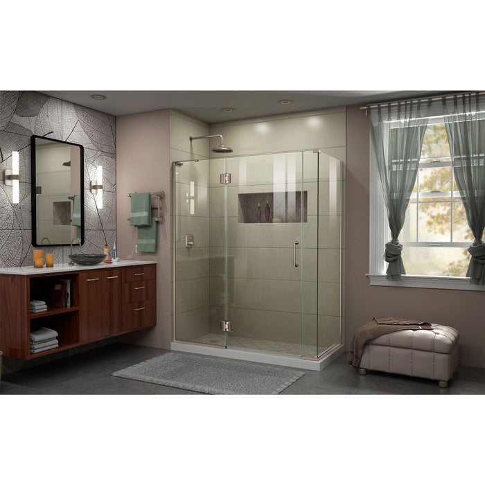 DreamLine E3270630L-04 Unidoor-X 57"W x 30 3/8"D x 72"H Frameless Hinged Shower Enclosure in Brushed Nickel