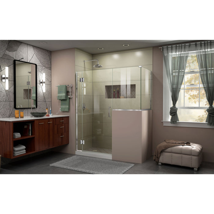 DreamLine E127243436-01 Unidoor-X 57"W x 36 3/8"D x 72"H Frameless Hinged Shower Enclosure in Chrome