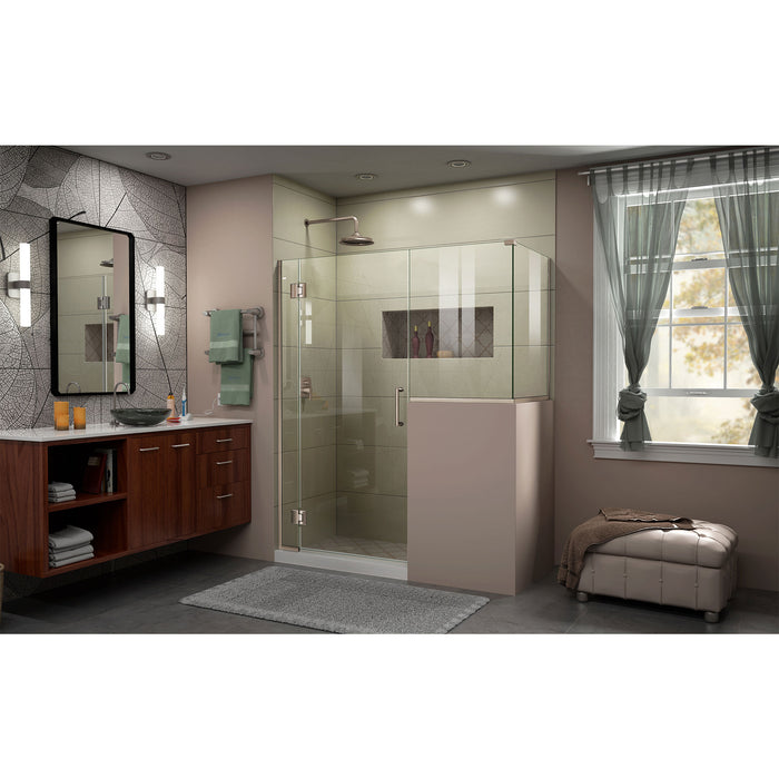 DreamLine E127243436-04 Unidoor-X 57"W x 36 3/8"D x 72"H Frameless Hinged Shower Enclosure in Brushed Nickel