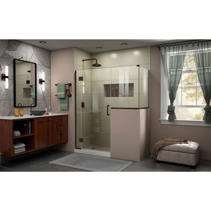 DreamLine E127243636-06 Unidoor-X 57"W x 36 3/8"D x 72"H Frameless Hinged Shower Enclosure in Oil Rubbed Bronze