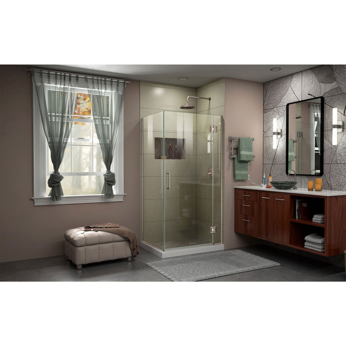 DreamLine E12330-04 Unidoor-X 29 3/8"W x 30"D x 72"H Frameless Hinged Shower Enclosure in Brushed Nickel