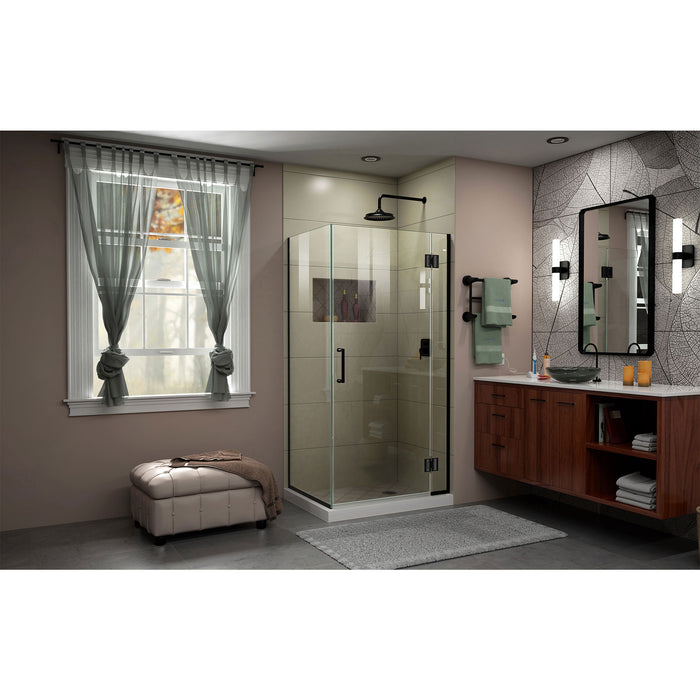 DreamLine E12730-09 Unidoor-X 33 3/8"W x 30"D x 72"H Frameless Hinged Shower Enclosure in Satin Black