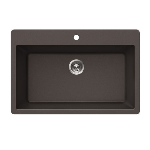 Houzer V-300 MOCHA Quartztone 33" Mocha Granite Composite Topmount Single Bowl Kitchen Sink