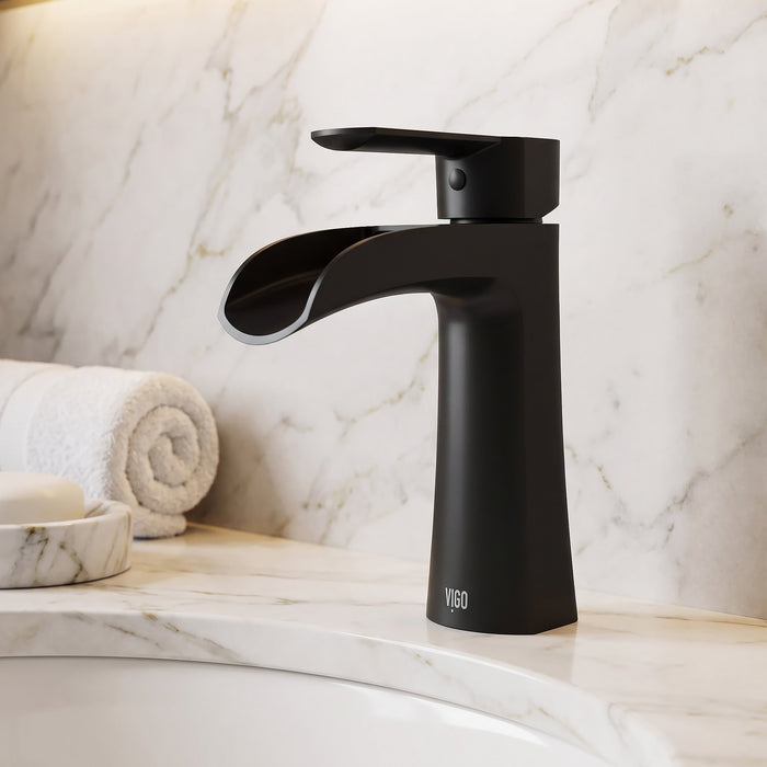Vigo VG01041MB Paloma Single-Handle Waterfall Bathroom Sink Faucet in Matte Black