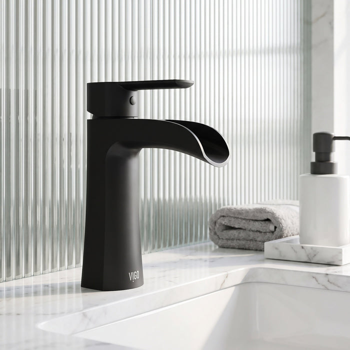 Vigo VG01041MB Paloma Single-Handle Waterfall Bathroom Sink Faucet in Matte Black
