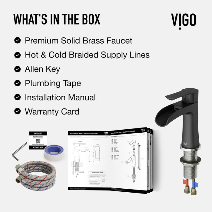 Vigo VG01041MB Paloma Single-Handle Waterfall Bathroom Sink Faucet in Matte Black