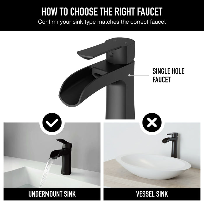 Vigo VG01041MB Paloma Single-Handle Waterfall Bathroom Sink Faucet in Matte Black