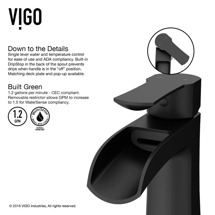 Vigo VG01041MB Paloma Single-Handle Waterfall Bathroom Sink Faucet in Matte Black