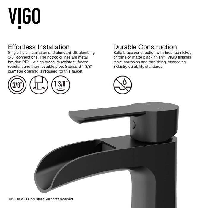 Vigo VG01041MB Paloma Single-Handle Waterfall Bathroom Sink Faucet in Matte Black