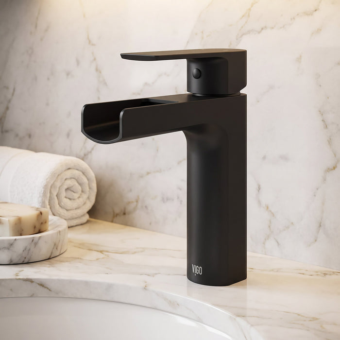 Vigo VG01042MB Ileana Single-Handle Waterfall Bathroom Sink Faucet in Matte Black