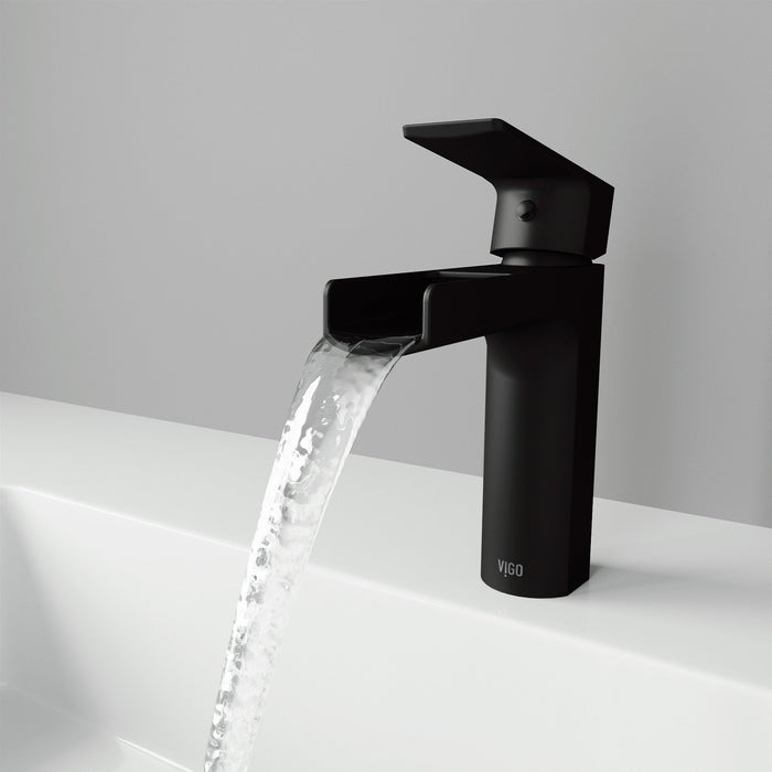 Vigo VG01042MB Ileana Single-Handle Waterfall Bathroom Sink Faucet in Matte Black