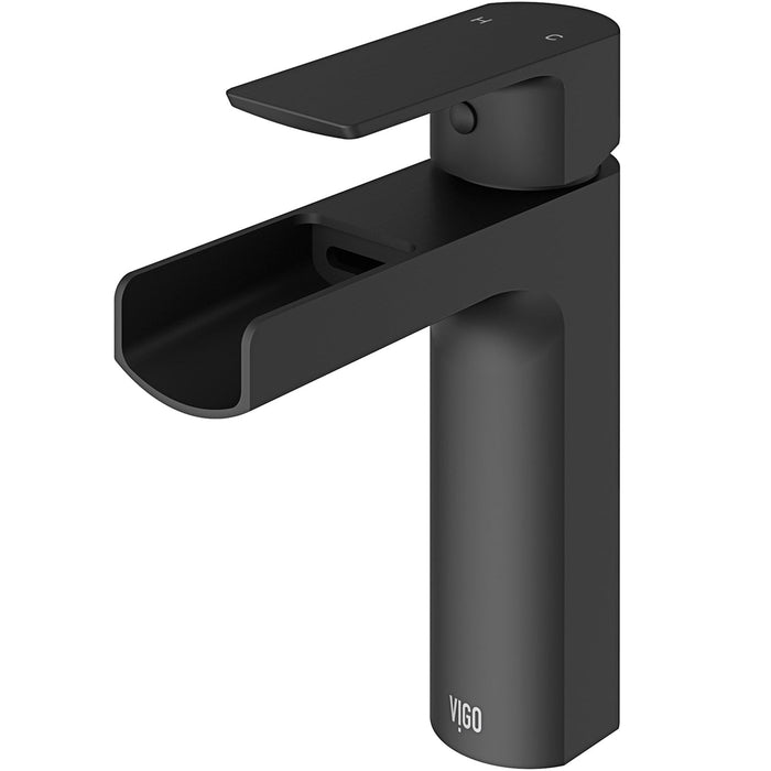 Vigo VG01042MB Ileana Single-Handle Waterfall Bathroom Sink Faucet in Matte Black