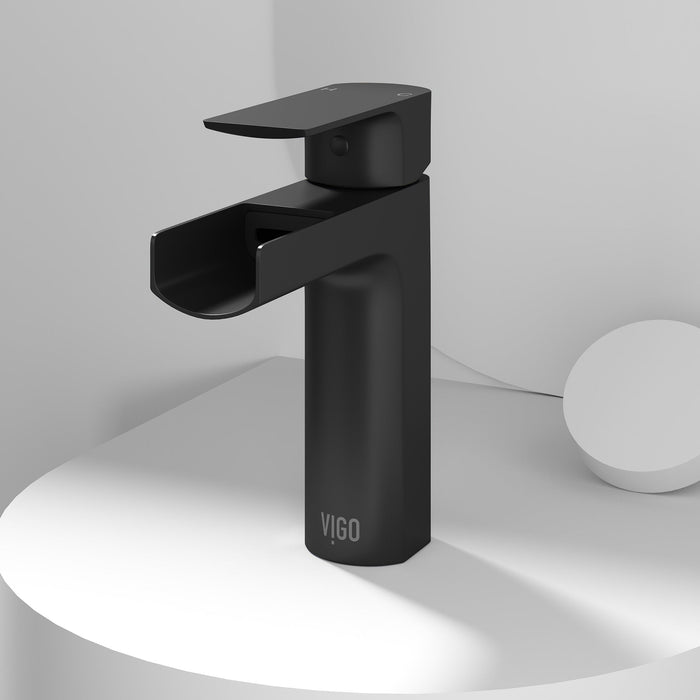 Vigo VG01042MB Ileana Single-Handle Waterfall Bathroom Sink Faucet in Matte Black