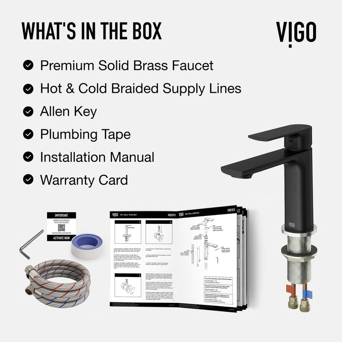 Vigo VG01043MB Davidson Single-Handle Single-Hole Bathroom Sink Faucet in Matte Black