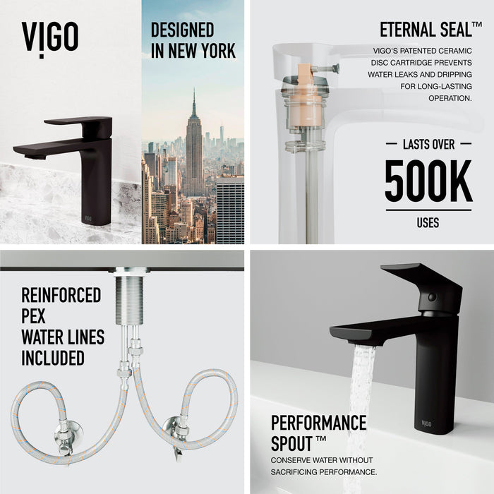 Vigo VG01043MB Davidson Single-Handle Single-Hole Bathroom Sink Faucet in Matte Black