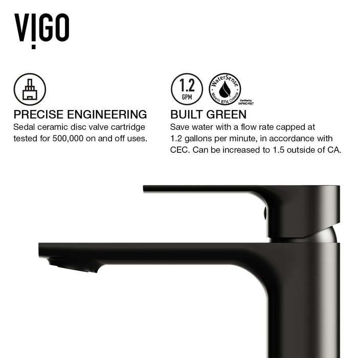 Vigo VG01043MB Davidson Single-Handle Single-Hole Bathroom Sink Faucet in Matte Black
