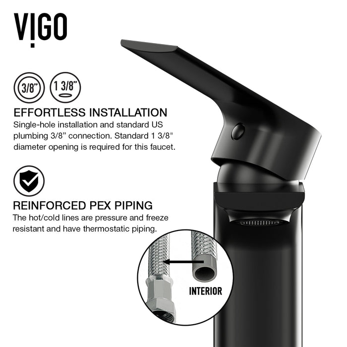 Vigo VG01043MB Davidson Single-Handle Single-Hole Bathroom Sink Faucet in Matte Black