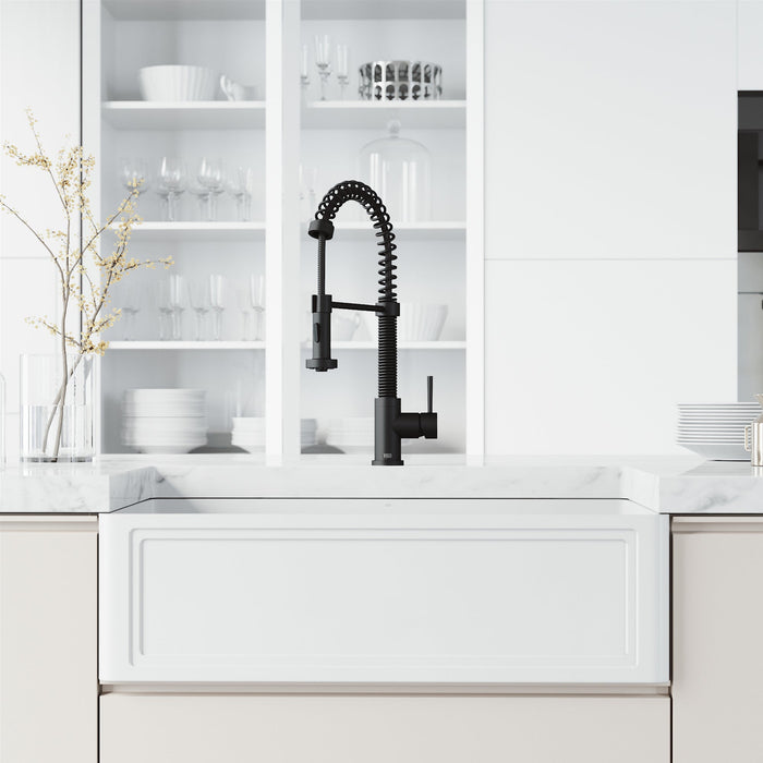 Vigo VG02001MB Edison Single-Handle Spring Pull-Down Kitchen Faucet in Matte Black