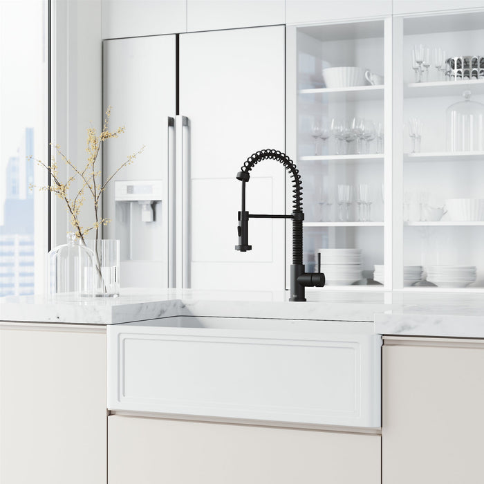 Vigo VG02001MB Edison Single-Handle Spring Pull-Down Kitchen Faucet in Matte Black