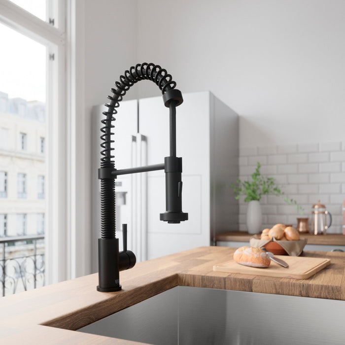 Vigo VG02001MB Edison Single-Handle Spring Pull-Down Kitchen Faucet in Matte Black