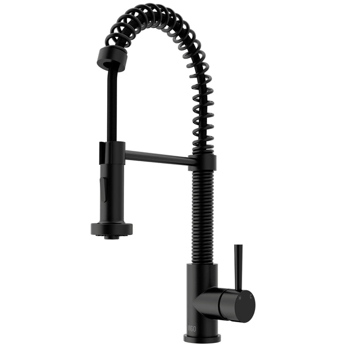 Vigo VG02001MB Edison Single-Handle Spring Pull-Down Kitchen Faucet in Matte Black