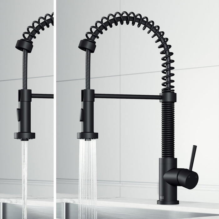 Vigo VG02001MB Edison Single-Handle Spring Pull-Down Kitchen Faucet in Matte Black
