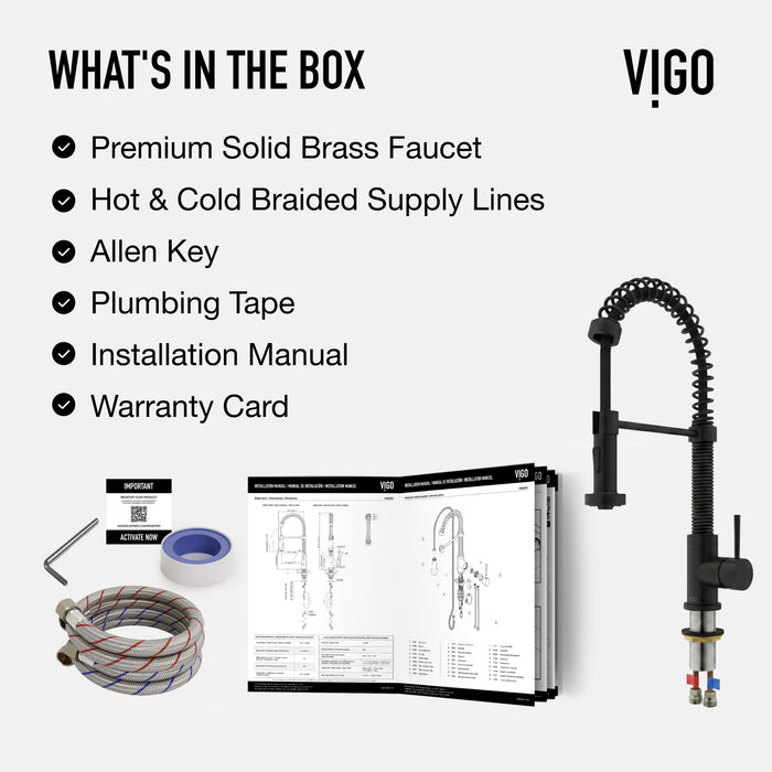 Vigo VG02001MB Edison Single-Handle Spring Pull-Down Kitchen Faucet in Matte Black