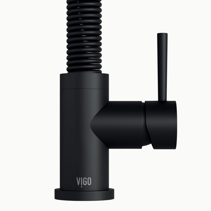 Vigo VG02001MB Edison Single-Handle Spring Pull-Down Kitchen Faucet in Matte Black