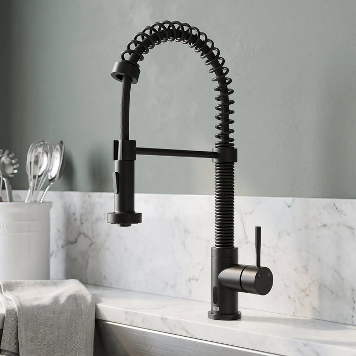 Vigo VG02001MBS Edison Touchless Spring Pull-Down Kitchen Faucet in Matte Black