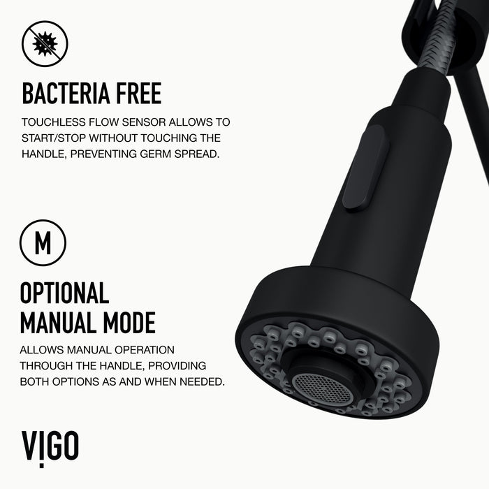 Vigo VG02001MBS Edison Touchless Spring Pull-Down Kitchen Faucet in Matte Black