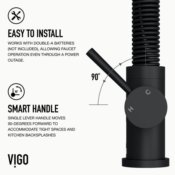 Vigo VG02001MBS Edison Touchless Spring Pull-Down Kitchen Faucet in Matte Black