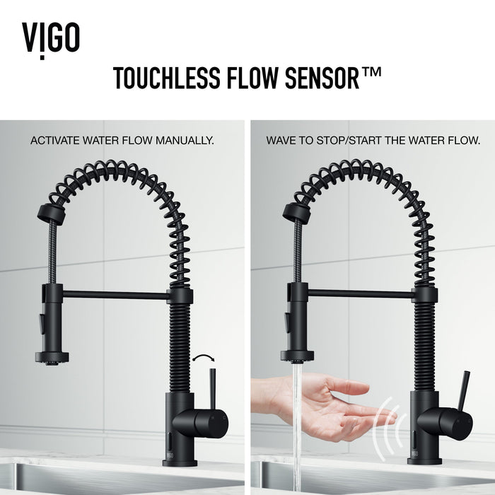 Vigo VG02001MBS Edison Touchless Spring Pull-Down Kitchen Faucet in Matte Black