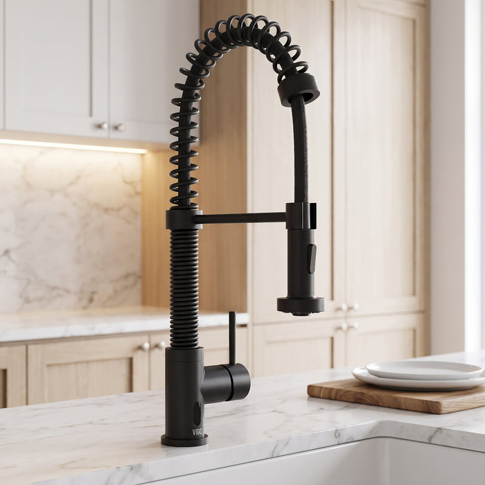 Vigo VG02001MBS Edison Touchless Spring Pull-Down Kitchen Faucet in Matte Black