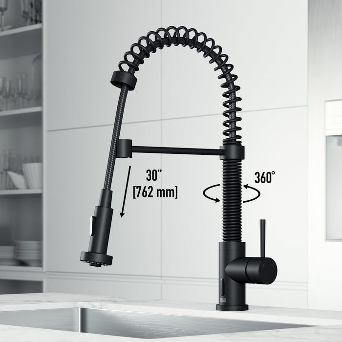 Vigo VG02001MBS Edison Touchless Spring Pull-Down Kitchen Faucet in Matte Black